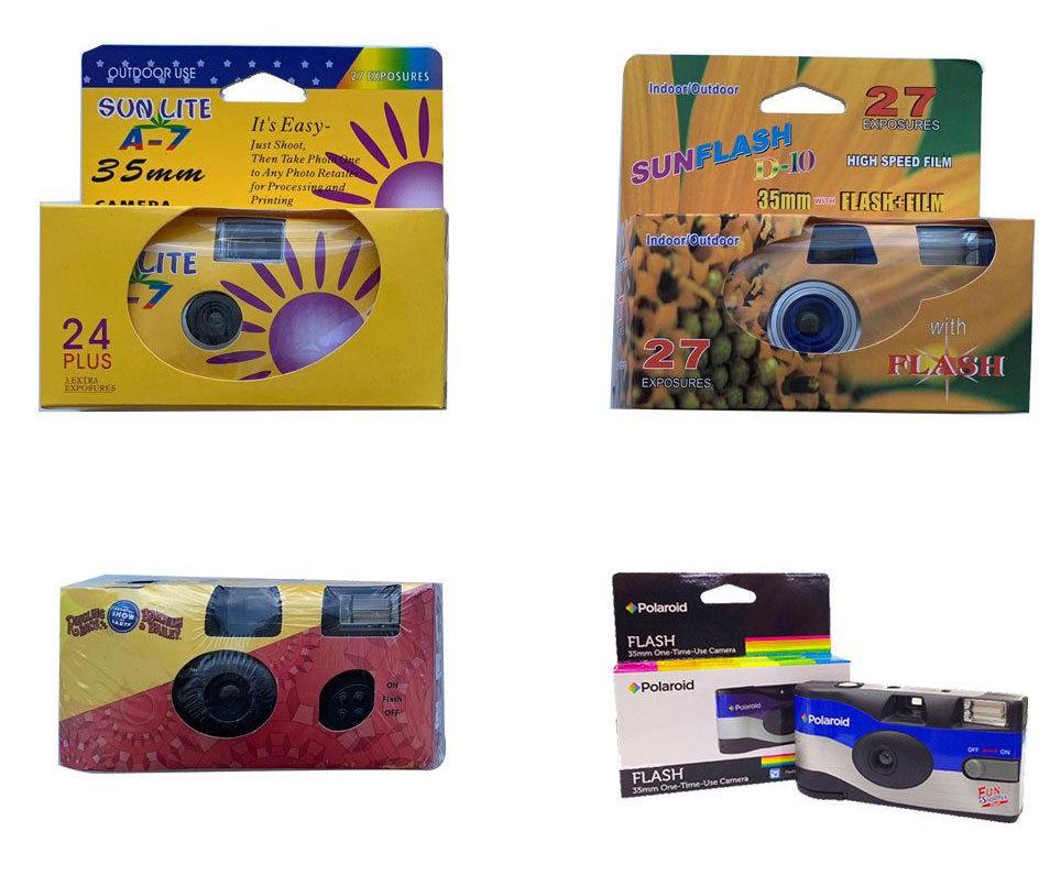 (4-Pack) Mixed Lot 35mm Film Disposable Cameras Flash 27 exp Vintage R ...