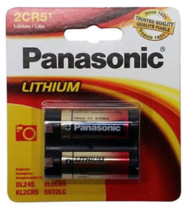 Panasonic 2CR5 Battery 6V Photo Lithium Cylinder 2CR5M 6 Volt 245 DL245 EL2 (Exp. 2027)